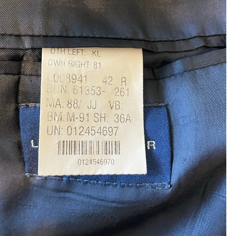 DKNY Essentials Men's 100% Wool Blazer Sport Coat Navy Blue Sz 42R 3-Button